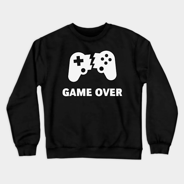 Broken Controller – Game Over (Gamer / Finish / White) Crewneck Sweatshirt by MrFaulbaum